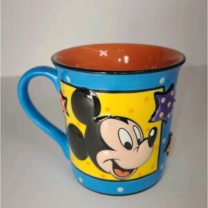 Disney Mickey Mouse 3D Mug Colorful Coffee Tea Cup Blue Stars Polka Dots